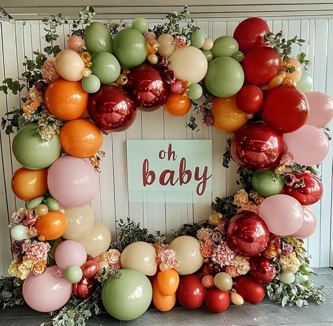 Sage Green Orange Red Balloons Double Stuffed Fall Balloon Burnt Orange Pink Balloons Burgundy Sand White Balloon for Birthday Baby Shower Wedding Bridal Shower Party Decorations