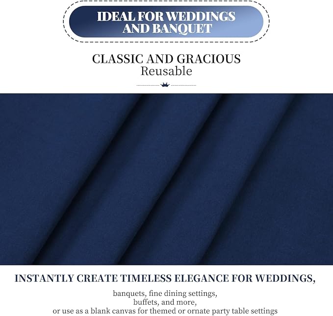 fani 8 Packs Navy Blue Rectangle Tablecloth - 60 x 126 Inch, Premium Polyester Table Cloth for 6 Foot Rectangle Tables, Washable Fabric Table Covers for Wedding, Party, Banquet, Dining