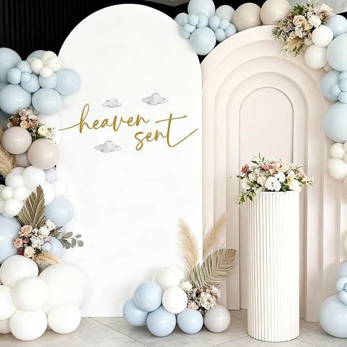 Heaven Sent Baby Shower Decorations - Heaven Sent Sign for Backdrop Balloons Arch, Gold Heavenly Birthday Party Decorations, Cloud Gender Reveal Decorations, 1st Party Supplies Banner for Girl Boy