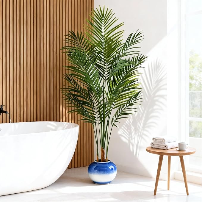 5ft Artificial Palm Tree Indoor, Large Fake Tropical Areca Palm with 13 Trunks, Tall Faux Floor Plants for Indoor Living Rooms Offices Bedroom Home Decor