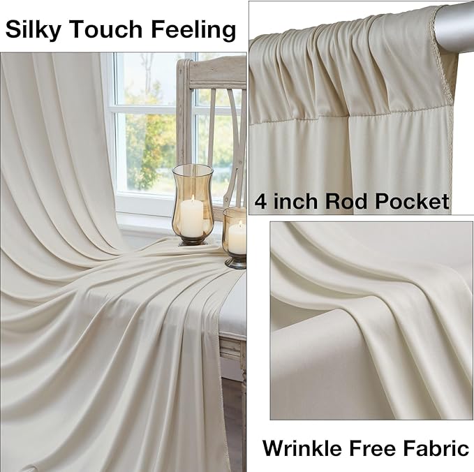 30ftx10ft Wrinkle Free Beige Backdrop Curtains for Parties, Silky Polyester Photo Backdrop Drapes 6 Panels 5x10ft Back Drop Cloth for Wedding Birthday Baby Shower Photography Background