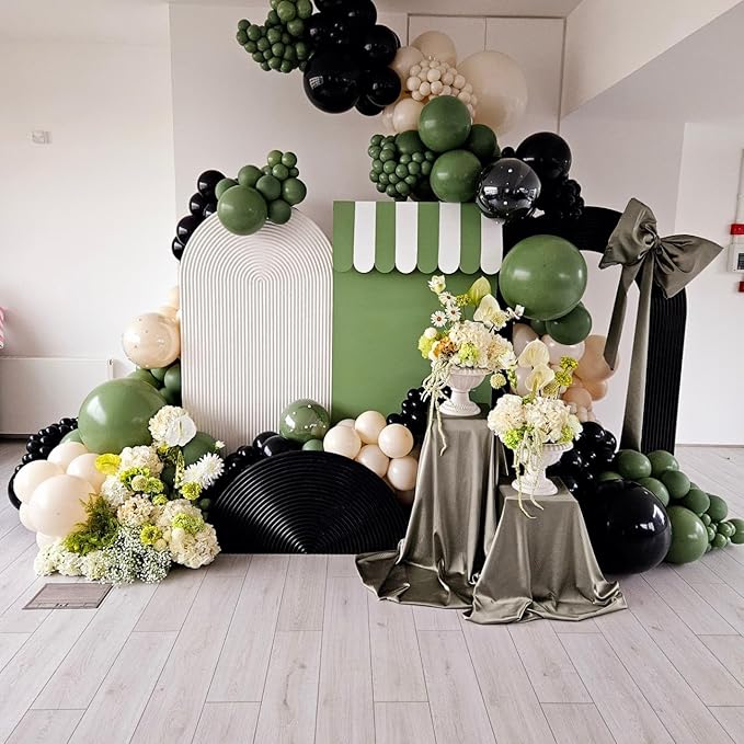 Dusty Green Double Stuffed Balloons Different Size 115Pcs 5/10/12/18" Sage Green Balloons Garland kit for Birthday Baby Shower Wedding Engagement Bridal Shower Party