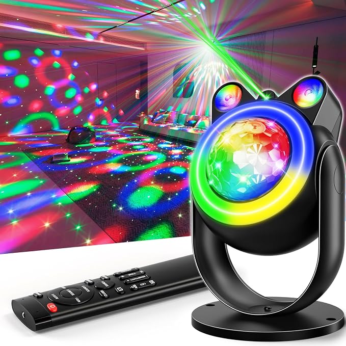 Party Lights Disco Ball Light, Dj Disco Lights Sound Activated Led Star Projector Galaxy Light for Parties Stage Strobe Club Bar Room Dance Wedding Birthday Karaoke Xmas Halloween Christmas Home Décor