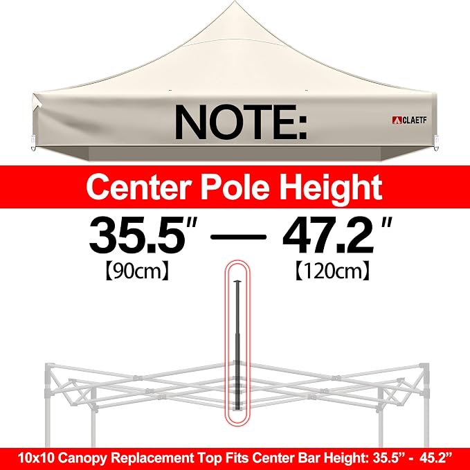 10x10ft Replacement Canopy Top-Heavy-Duty 500D 2500mm Waterproof & UPF 50+ UV Tent Cover with 8 Drainage Holes,Reinforced Straps for Camping,Trade Shows(Frame Not Included-Khaki)