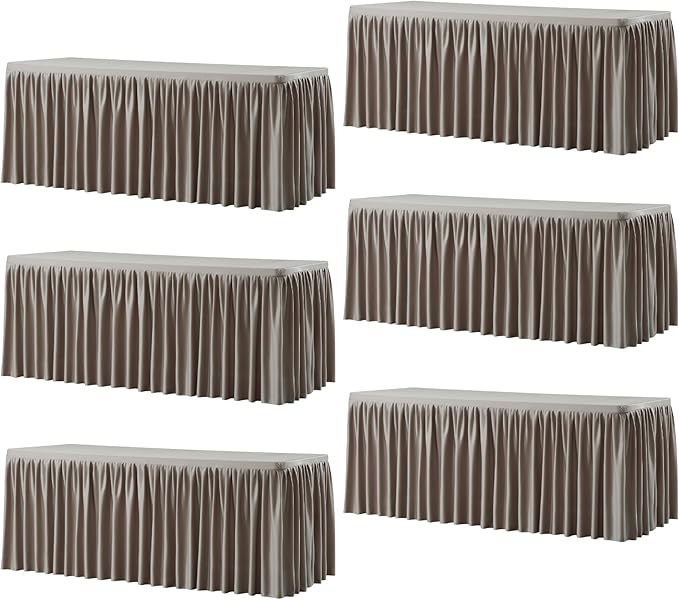 Wish Care 6 Pack Nude Brown Rectangle Table Clothes for 6 Foot Tables, Polyester Fitted Tablecloths 6ft Stretch Table Cover for Wedding, Birthday, Parties, Trade Show, Craft Show