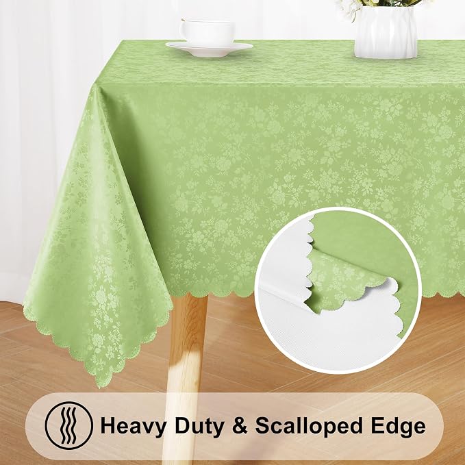 Smiry Rectangle Table Cloth, Waterproof Heavy Duty Vinyl Tablecloths, Wipeable Washable Table Cover for Kitchen and Dining Room (Sage Green, 60" X 120")