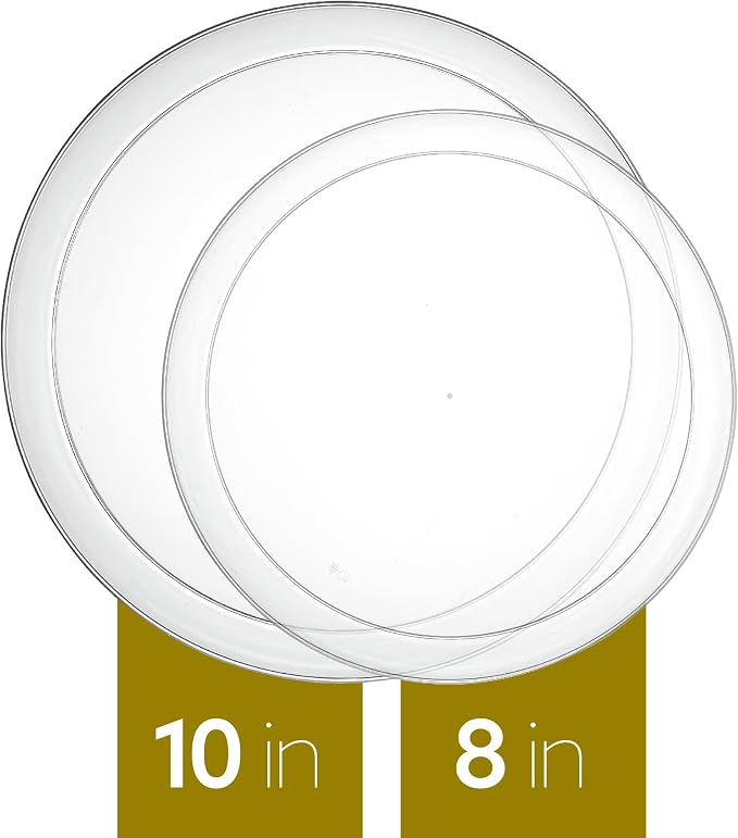 PLASTICPRO Clear Plastic with Party Plates Premium heavyweight Elegant Disposable Tableware Dishes (20, Clear)