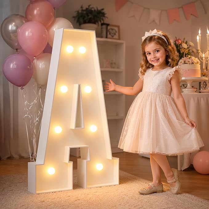 imprsv Marquee Light Up Letters, 3FT Marquee Letters for Birthday Baby Shower Wedding Decorations Light Up Letters for Engagement Party Decor, Large Marquee Letters for Party Decorations, Letter A
