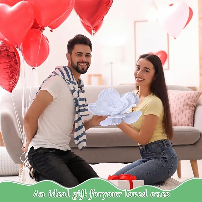 Norme 3 Pcs Artificial Giant Flowers for Decoration 12, 16, 20 Inch Wedding Large Rose Petals Giant Flowers Large White Rose for Wedding, Home Decor, Anniversary Birthday Valentine's Day