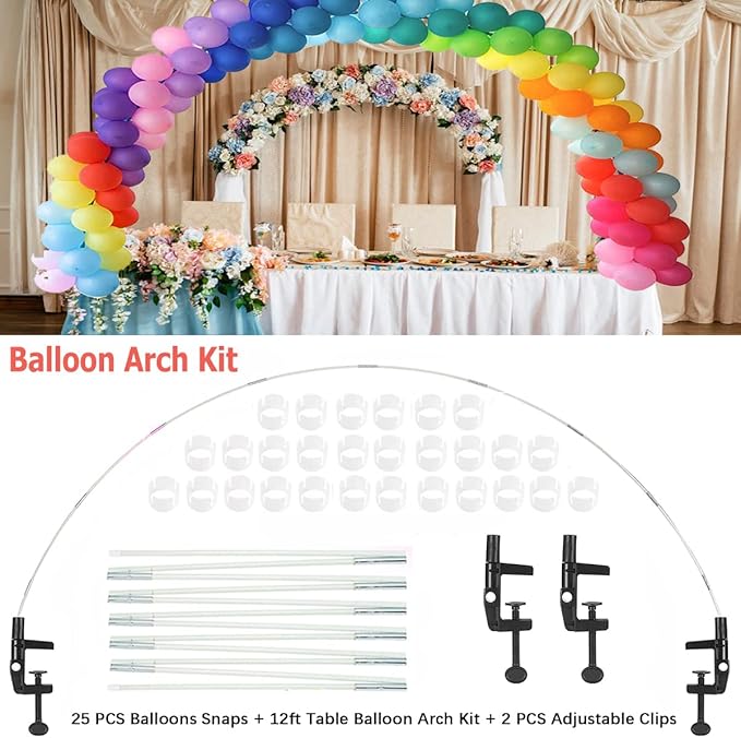 Balloon Arch Kit and Balloon Pump Electric, 12ft Wide Table Balloon Arch Stand With 100Balloons Balloon Stands For Wedding Anniversary Birthday Mother's Day Party Decoration Graduation Ceremony