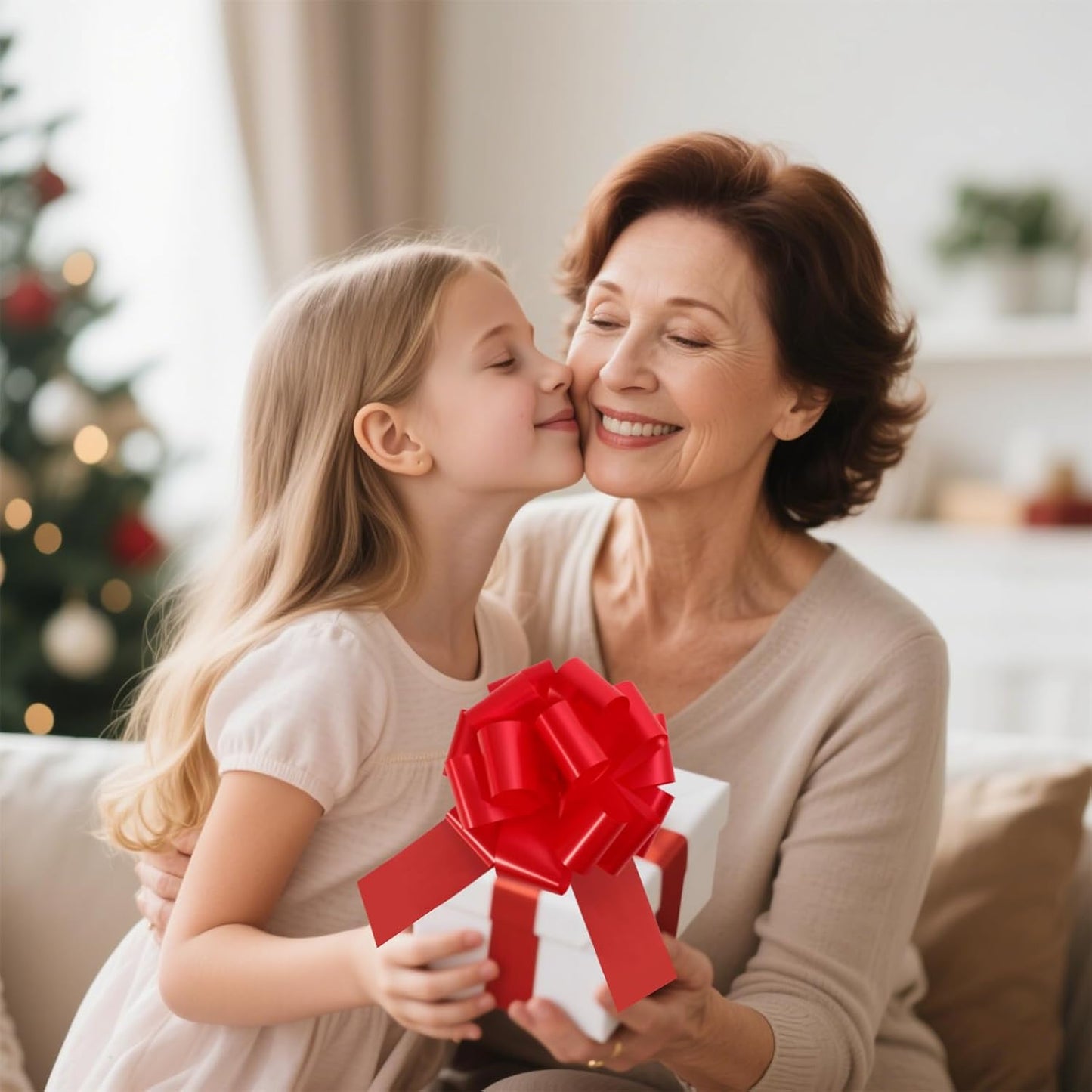 6 PCS 6 Inch Red Pull Bows - Perfect for Gift Wrapping, Wedding Decor, Car Bows, Birthday Parties, Christmas and Valentine's Day