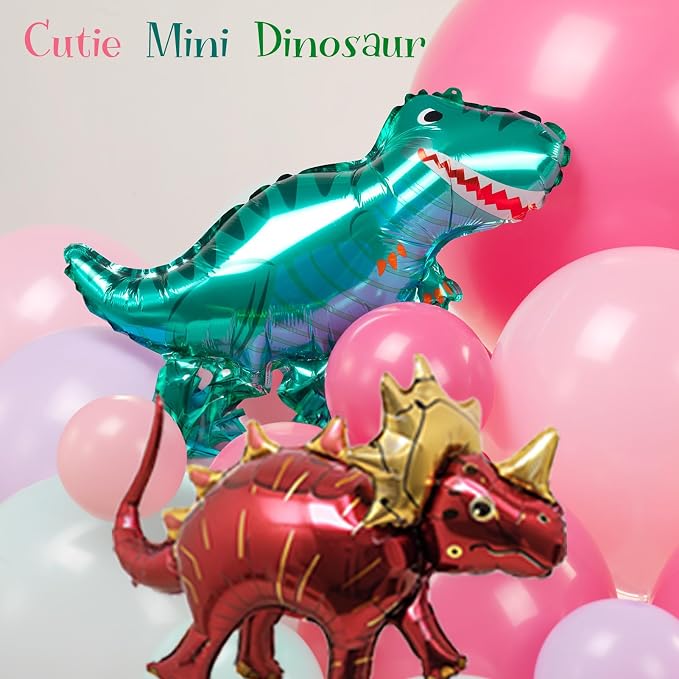 Pink Dino Balloon garland arch kit with Pastel Pink Purple Teal and Foil Dinosaur balloon for dinosaur Theme Party Decorations for Girl (Pink Purple Teal)