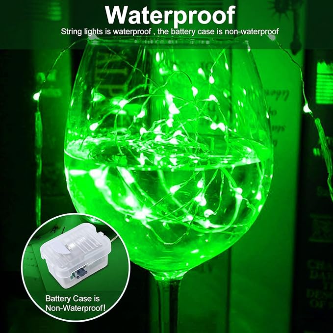 AIKEI 48 Pack LED Fairy Lights Battery Operated, Mini String Lights Waterproof 3 Modes 7 Feet 20 Led Firefly Starry Lamps for Wedding Party Bedroom Garden Halloween Christmas Decoration Green