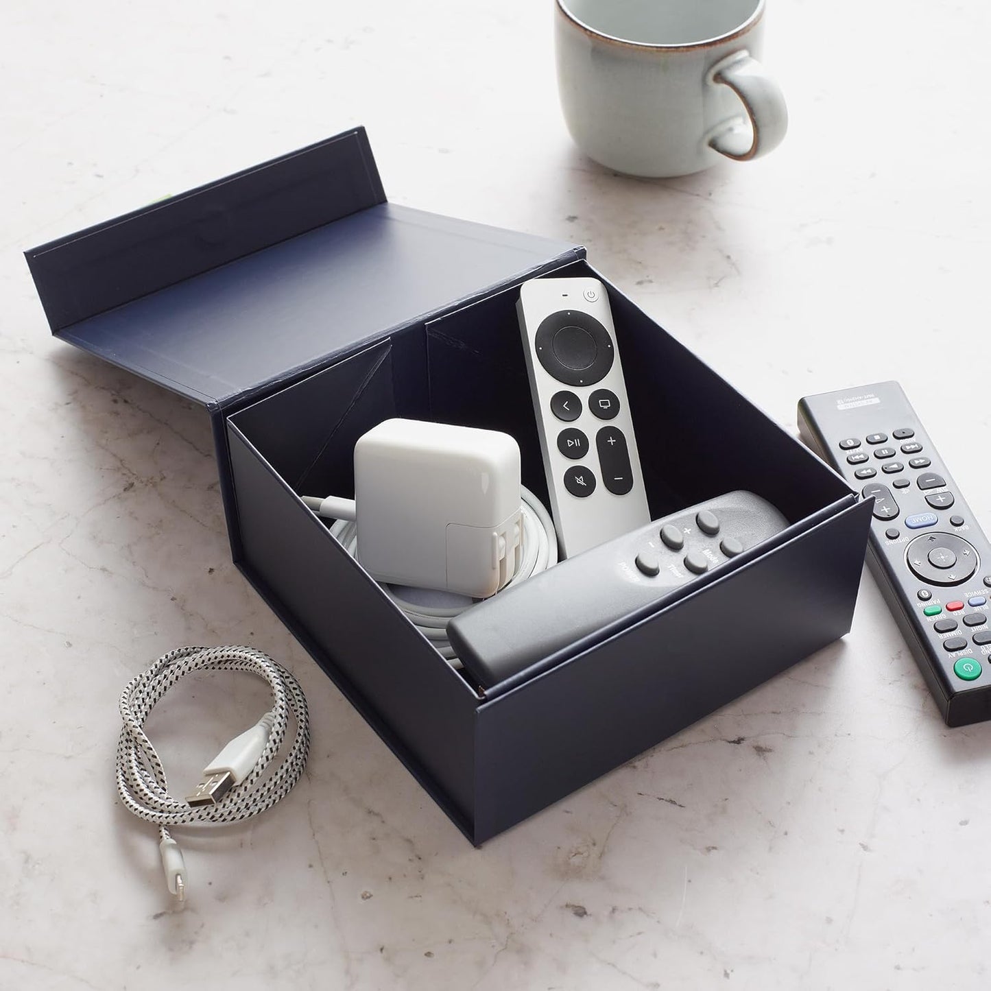 CECOBOX - Gift Boxes with Lids for Presents 6"x6"x2.75" - Matte, Collapsible Magnetic Closure Gift Box - Groomsmen & Bridesmaid Proposal Boxes, Wedding, PR, Birthdays, Holidays (Navy)