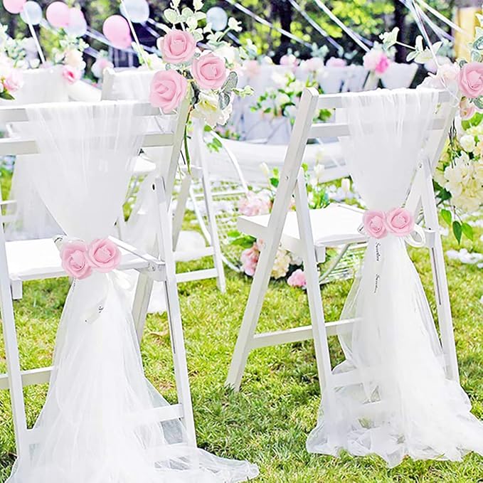 200Pcs Light Pink Artificial Rose Flower Heads,INSUNSIX 1.97in Foam Roses Stemless Flowers for DIY Crafts Weddings Bouquets Party Decoration(Light Pink)