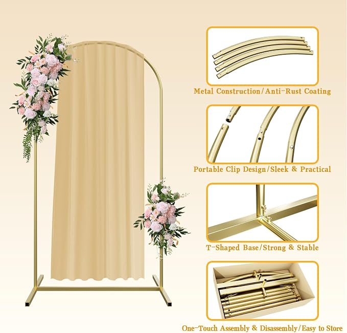 Metal Arch Balloon Arch Stand Set 4ft, Stand and Arch Cover with 100 Party Multi-Colored Balloons for Birthday, Wedding Ceremony, Bridal Baby Shower, Graduations, Garden Floral