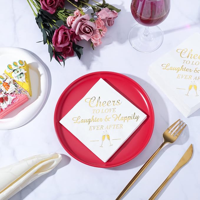 200 Pcs Wedding Napkins for Reception Disposable Bridal Shower Napkins Gold Foil Wedding Decorations Mr and Mrs Napkins for Engagement Party Decoration Cocktail Beverage Dessert (Delicate Styles)