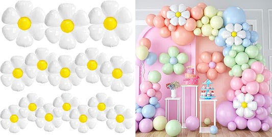 Daisy Balloon Garland Arch Kit with 16 Pcs Daisy Flower Balloons,Retro Hippie Boho Macaron Pastel Balloons Garland Daisy Flower Balloons For Birthday Baby Shower Bridal Wedding Groovy Daisy Party Deco