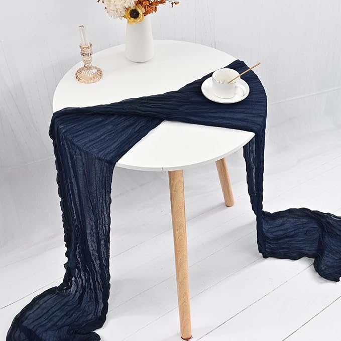 24 Pack Navy Blue Cheesecloth Table Runner,10FT Gauze Boho Long Cheesecloth Table Runners 20x120inch Rustic Cheese Cloth Table Runner for Wedding Party Bridal Shower,Table Decorations