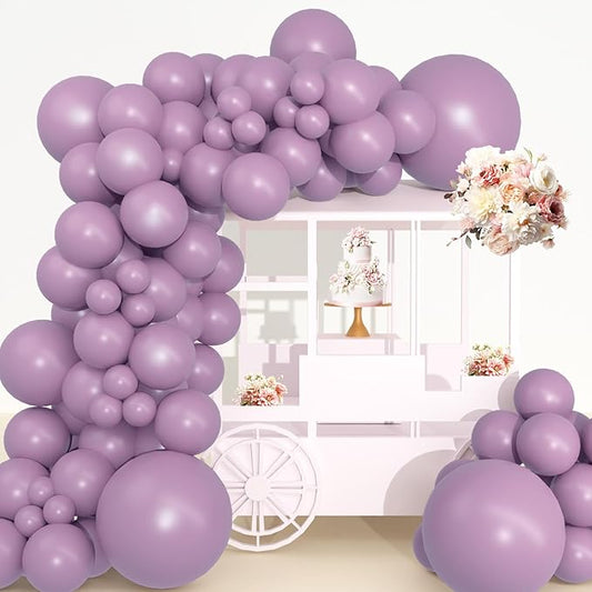Double Stuffed Matte Lavender Purple Balloons,18 12 10 5 Inch Grape Jelly Balloons Different Sizes,Double Stuffed Purple Balloon Arch for Boho Party, Baby Shower, Birthday, Weddings (GrapePurple）