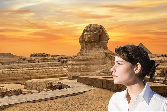 Desert Egyptian Sphinx Pyramid Backdrop Ancient Egypt Scene Photography Background Egyptian Travel Themed Party Decor Supplies Adults Travel Portraits Photo Shoot Studio Props Decors 5x4ft