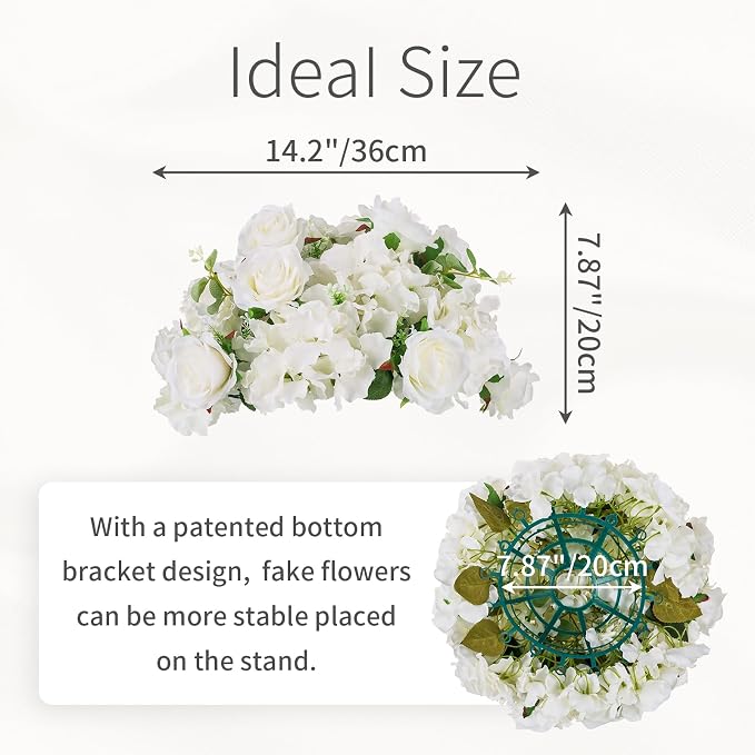 White Flowers Balls for Centerpieces: 2 PCS 14.2" Diam Flower Centerpieces for Tables in Wedding Reception Decorations Arrangement for Party Celebration Planners