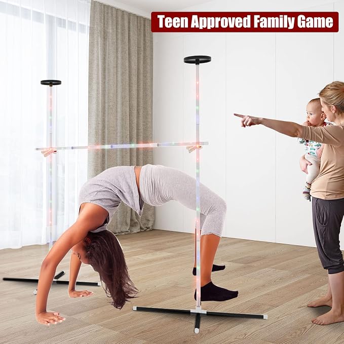Outdoor Games Yard Games for Adult Family Kids, 2 in 1 Limbo Games with Led Light, Perfect for Camping, Beach, Lawn