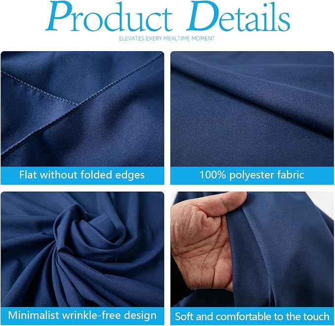WIGENIUS 2 Pack Blue Table Cloth Round Tablecloths 90 Inch,Polyester Table Cloth for 5 Foot Round Tables,Wrinkle Resistant Washable Fabric Table Covers for Party,Wedding Banquet