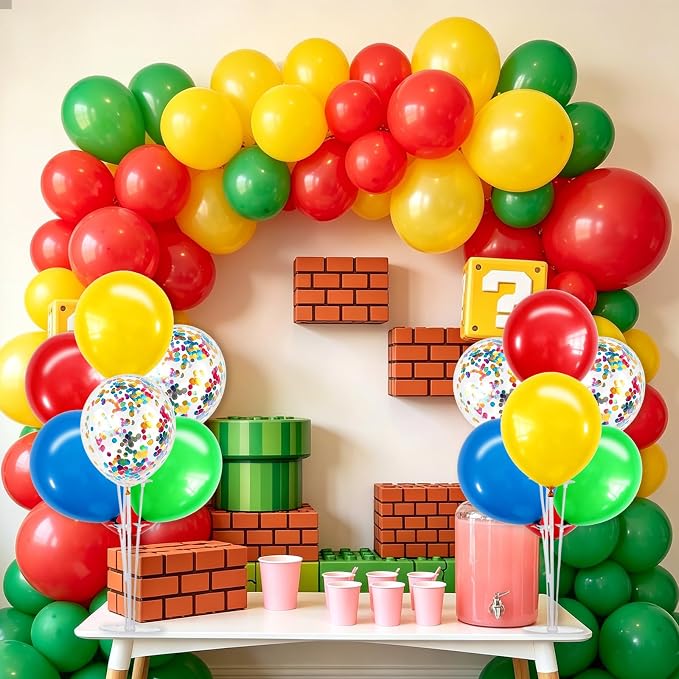 TONIFUL 4 Set Red Yellow Blue Green Balloon Centerpieces for Table,Balloon Stand Kit for Kid Party Decor,Birthday Decorations Anniversary Baby Shower Fiesta Mexican Party