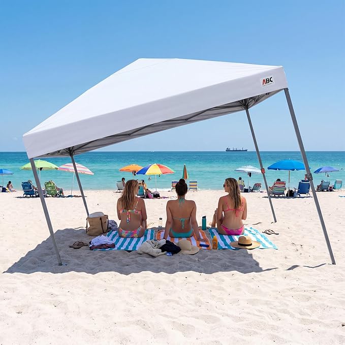 ABCCANOPY 10x10 Pop Up Canopy Tent, Easy Setup Instant Shelter with Wheeled Bag, Heavy Duty Outdoor Canopy for Beach, Market, Backyard, UV Protection, Outdoor Weather Protection (Snow White, 10x10)