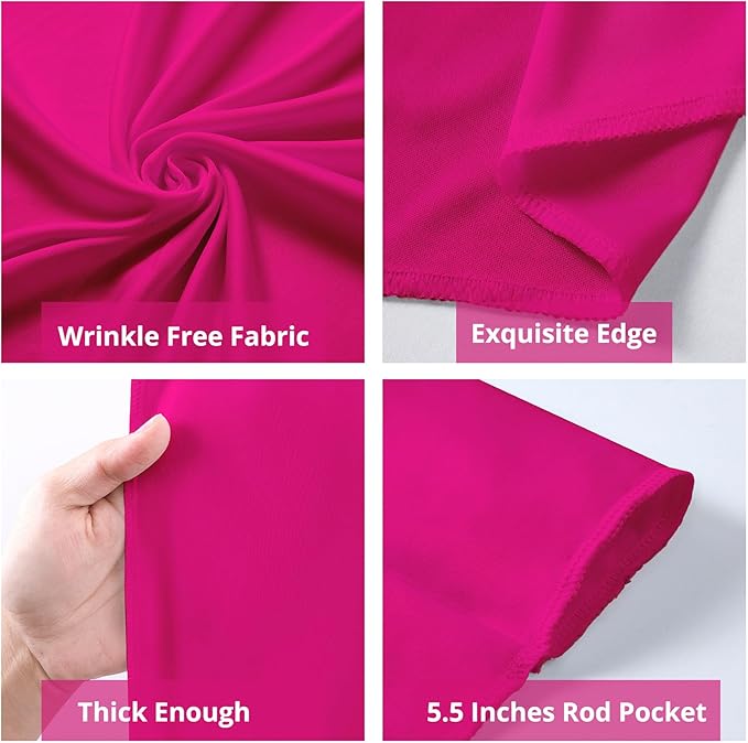 20x10ft Hot Pink Backdrop Curtain for Wedding Parties Wrinkle Free Fabric Fuchsia Drapes Backdrop Decoration for Baby Shower Birthday Photography Decoration 4 Panels, 5ft x 10ft