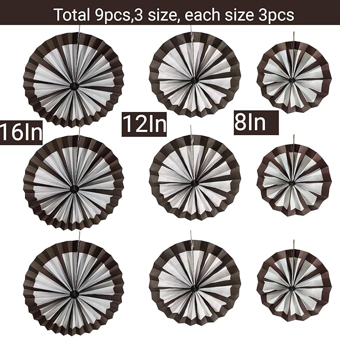9Pcs Wagon Wheel Western Cowboy Party Decorations Straw Hay Bales Paper Fans Hanging Ceiling Wall Decor for Wild Cowboy Themed Rodeo Farm Birthday Party Supplies