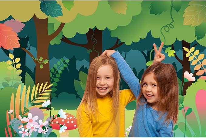 Forest Backdrop Cartoon Deep Forest Landscape Photography Background for Birthday Party Decorations Cartoon Jungle Rainforest Style Backdrops Baby Shower Background Kids Portrait Photo Props 10x8ft