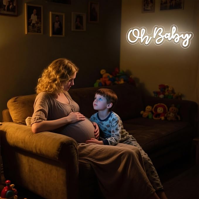 Oh Baby Neon Sign for Wall Decor,Neon Oh Baby Light up Sign for Backdrop Shower Decorations, Gender Reveal,Bedroom,Kids Room,Party,Birthday Decor,Size 16.1 * 5.9 Inch（JTD065)