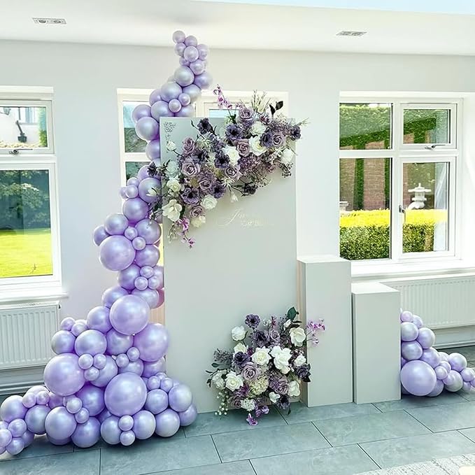Pearl Purple Balloons, 98PCS Double Stuffed Light Purple Balloon Garland Arch Kit, 18/12/10/5 Inch Different Sizes for Girls Women Wedding Birthday Baby Shower Party Decorations
