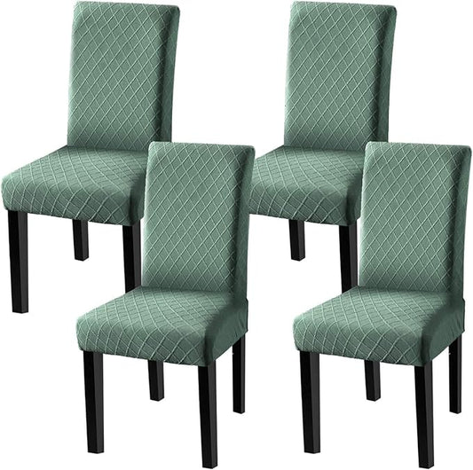 Fuloon 4 Pack Super Fit Stretch Removable Washable Short Dining Chair Protector Cover Seat Slipcover for Hotel, Dining Room, Ceremony, Banquet Wedding Party