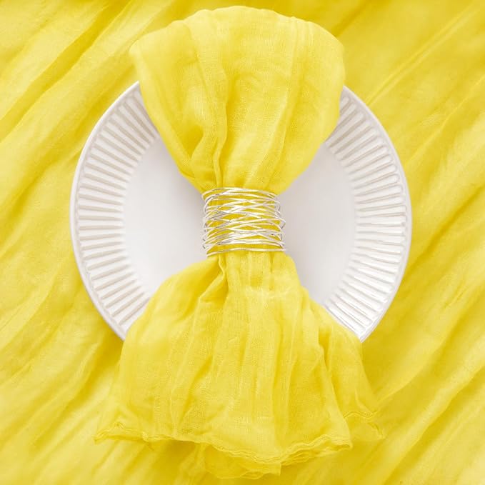 DeZerlor 30 Pack Lemon Yellow Cheesecloth Napkins Christmas Cloth Napkins Set of 30 Yellow Holiday Dinner Napkins Bulk 21x21 Inches for Wedding Bridal Shower Baby Shower Xmas Parties
