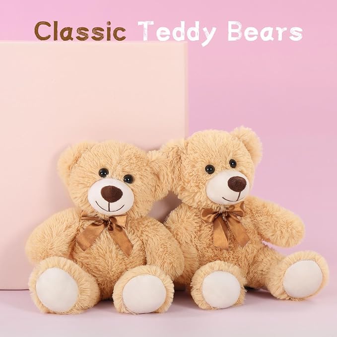 MaoGoLan 13Pcs Bulk Teddy Bears Stuffed Animals Baby Shower, Soft Small Stuffed Teddy Bears in Bulk, 13.5" Cuddly Mini Bears Centerpiece Baby Shower,Wedding,Party,Engagement