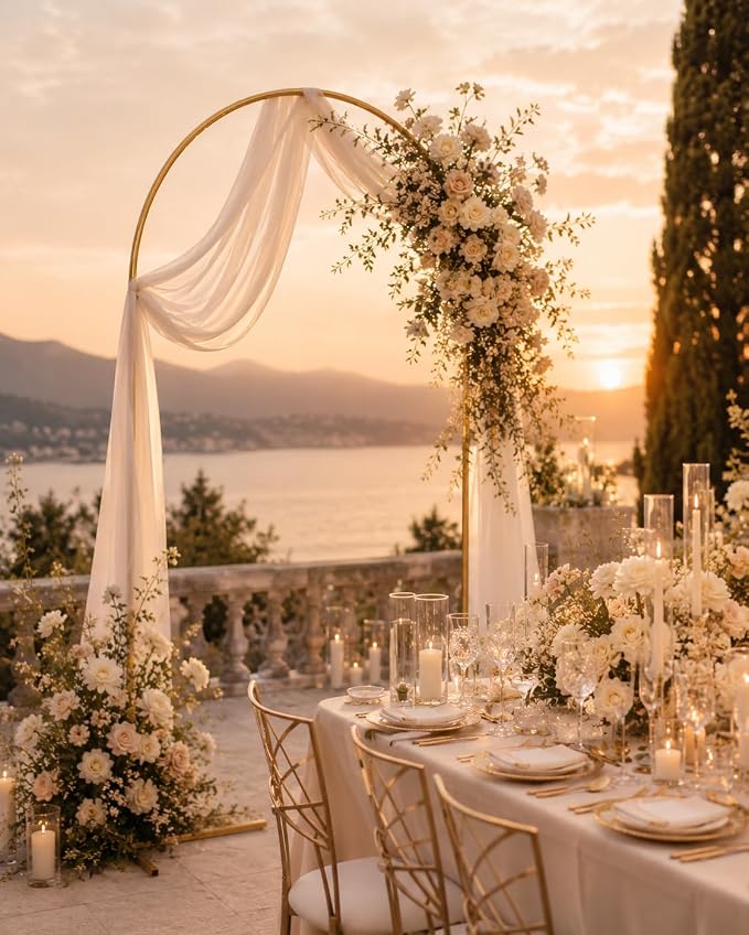 Gold Wedding Arch Backdrop Stand Set of 2, 7.2FT & 6FT Metal Arch Backdrop for Wedding Ceremony, Balloon Garland & Baby Shower Backdrop, Bridal Shower Decor, Arcos para Decoracion de Fiestas