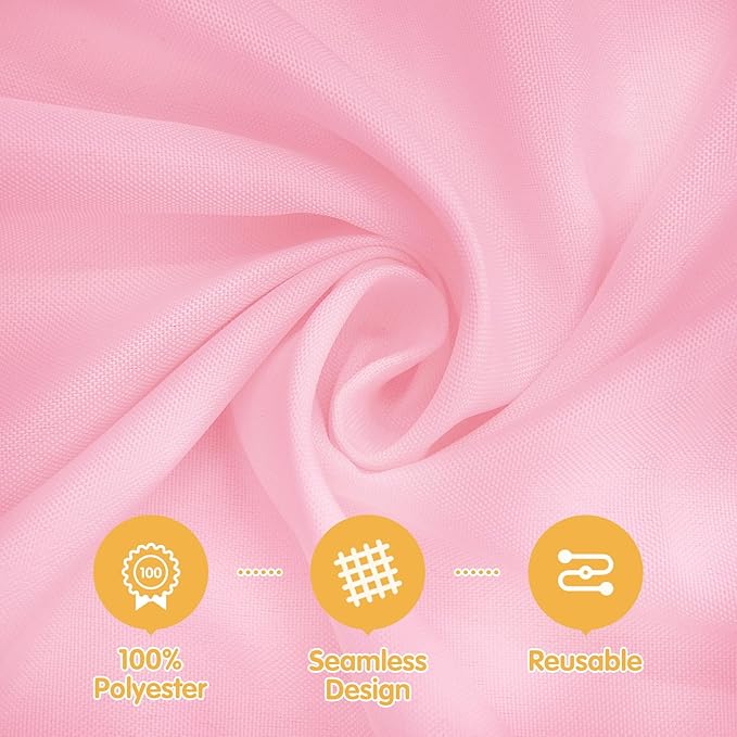 BRILLMAX 10 Pack Pink Round Tablecloths 90 Inch for 60” Tables - 150 GSM Polyester Fabric, 15" Standard Drop, Water, Stain & Wrinkle Resistant Cloth Cover for Wedding Reception Banquet Dining