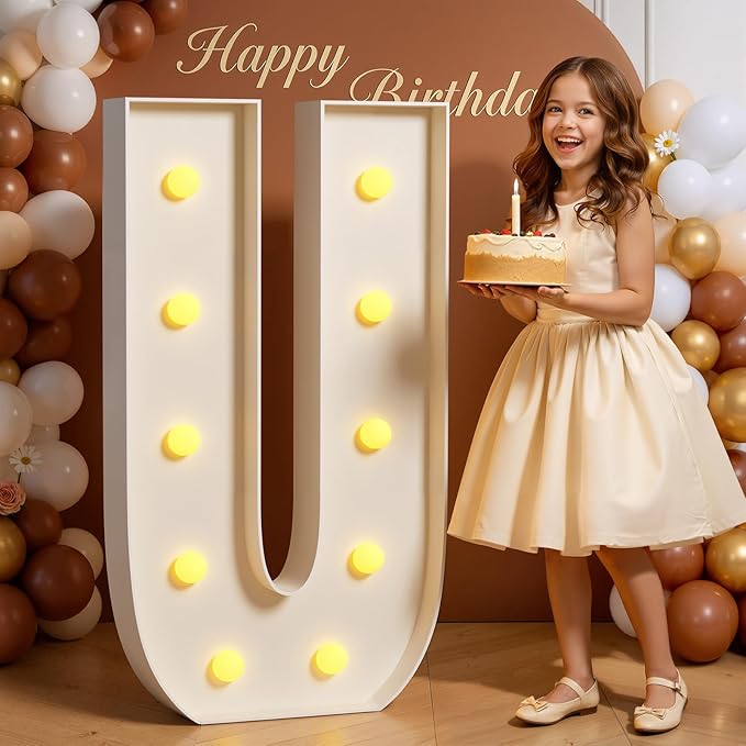 Marquee Letters 4 Feet Tall 4FT Large Light Up Letters U for Birthday Wedding Engagement Party Decorations Will You Marry Me Sign Yard Pre-Cut Foam Board