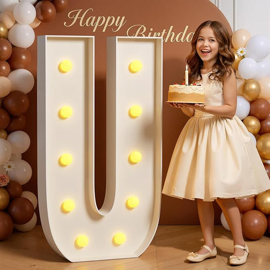 Marquee Letters 4 Feet Tall 4FT Large Light Up Letters U for Birthday Wedding Engagement Party Decorations Will You Marry Me Sign Yard Pre-Cut Foam Board
