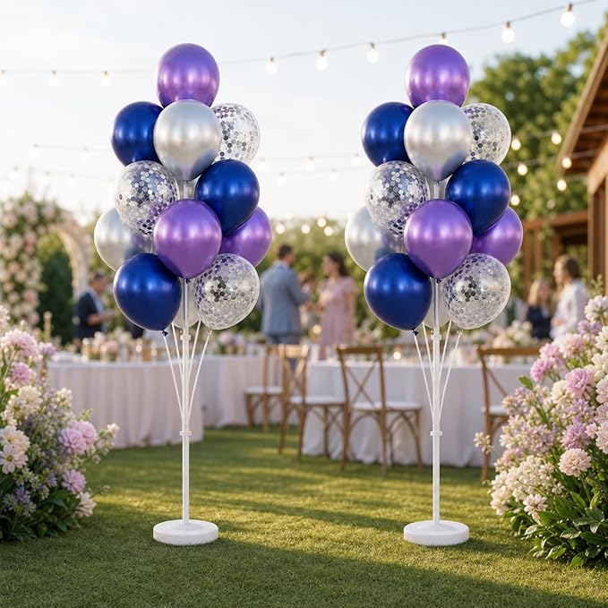 Balloon Column Stand Kit with Balloons, Base and Pole, Balloon Column Kit for Floor or Table Backdrop Decoration for Party Wedding Baby Shower Birthday Graduation (Midnight Purple Blue)