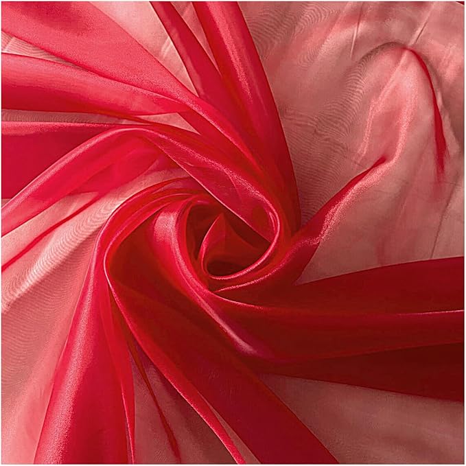 MDS Pack of 85 Yard Sheer Organza Fabric for Wedding Party Home Event Banquet Decorations, Backdrop Curtain Craft Dress Sewing Fashion DIY Crystal Organza Tulle Fabric Bolt 44” Wide - Red
