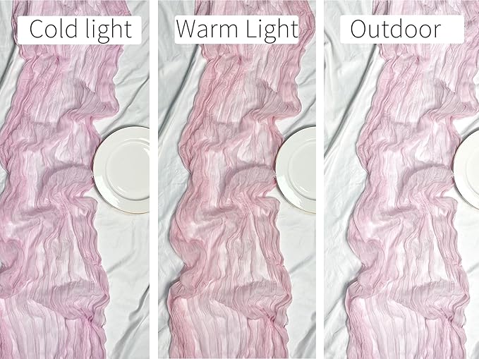 10 Pack 120inch Light Pink Cheesecloth Table Runners - 10Ft Long Pink Gauze Table Runner Bulk for Weddings Bridal Parties and Baby Showers Valentine's Day Decoration- 10pcs Light Pink Runner