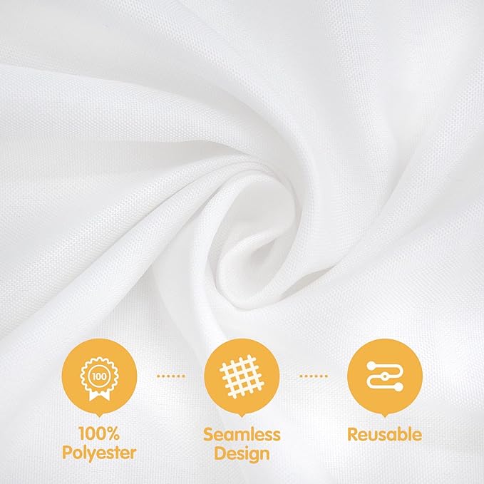 BRILLMAX 4 Pack White Tablecloths 90 x 156 Inch for 8ft Rectangle Tables - 150 GSM Polyester Fabric, Floor Length Drop, Water, Stain & Wrinkle Resistant Cloth Cover for Wedding Reception Banquet