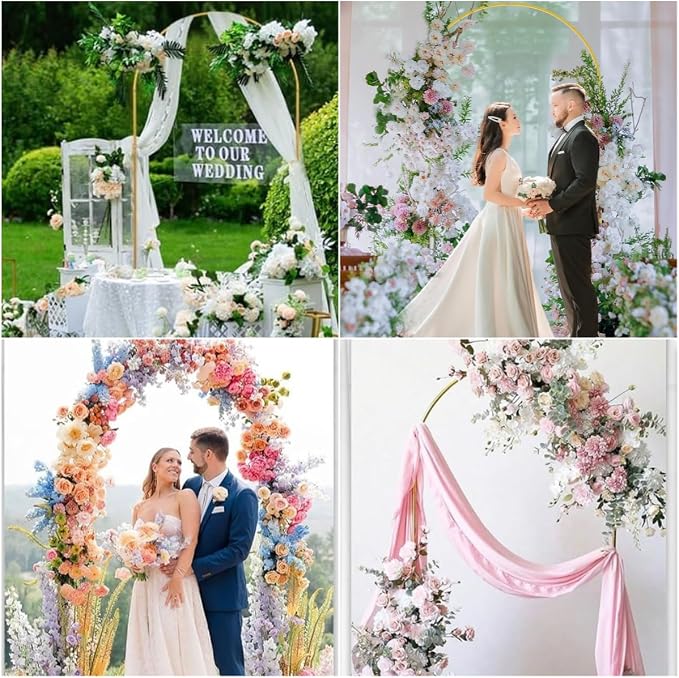 7.2FT Metal Arch Backdrop Stand, Elegant Gold Wedding Arch for Baby Shower, Birthday Party, Graduation Ceremony and Event Decorations