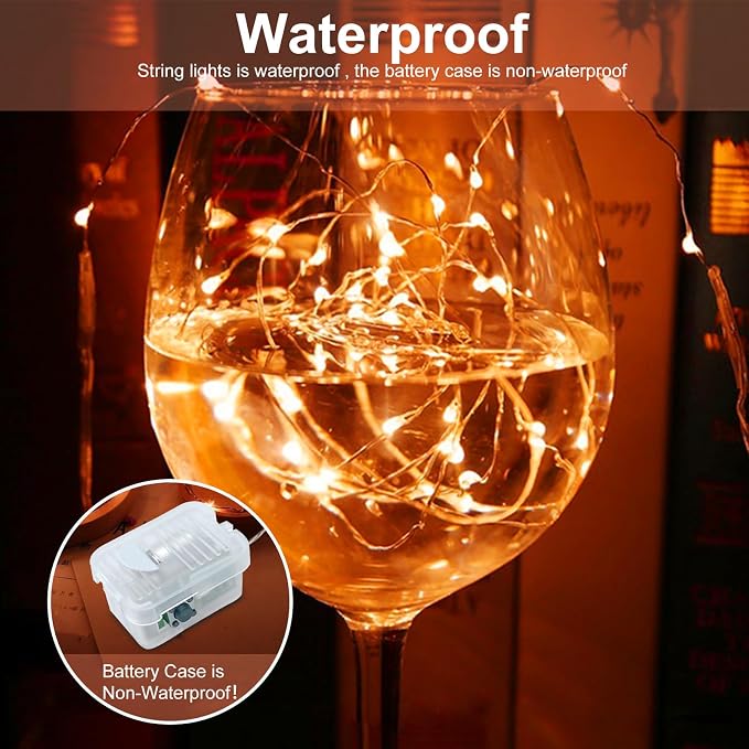 AIKEI 24 Pack LED Fairy Lights Battery Operated, Orange Thanksgiving Mini String Lights Waterproof 7ft 20 Led Firefly Starry Lights Modes for Hallowen Party Bedroom Garden Christmas Decoration
