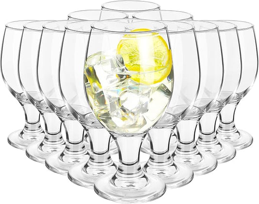 Patelai Set of 24 Water Goblet, 13.5 oz Clear Drinking Glasses Bulk Dishwasher Safe, Stemmed Water Glass for Juice Wine Beer Tea Sangria Cold Beverages, Reusable Glassware for Home Party Restaurant