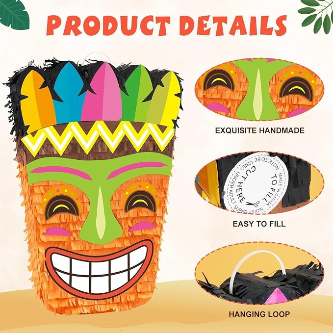 Wernnsai Tropical Hawaii Piata with Blindfold and Bat for Girls & Boys - Hawaiian Luau Themed Party Decoration